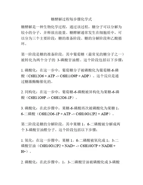 糖酵解过程每步骤化学式
