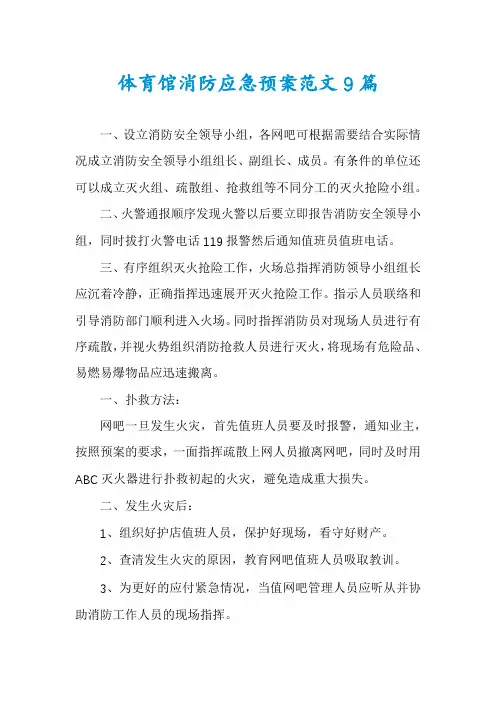 体育馆消防应急预案范文9篇