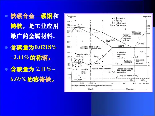 铁碳相图对共析钢亚共析钢和过共析钢的详细分析