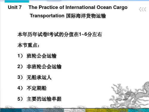 货代英语_unit7 The Practice of International Ocean Car