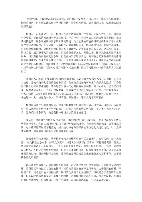 2019年底青年律师个人总结