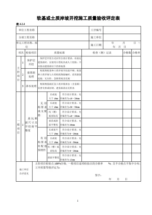 最新水利水电质量验收评定表及三检表
