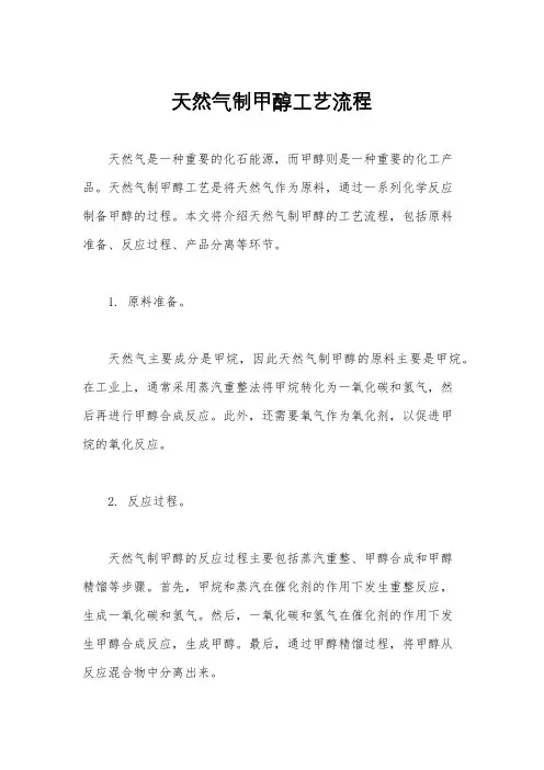 天然气制甲醇工艺流程
