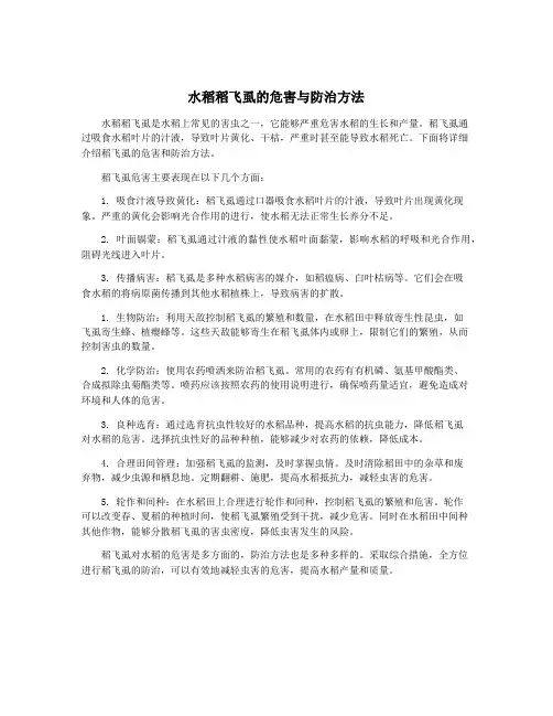 水稻稻飞虱的危害与防治方法