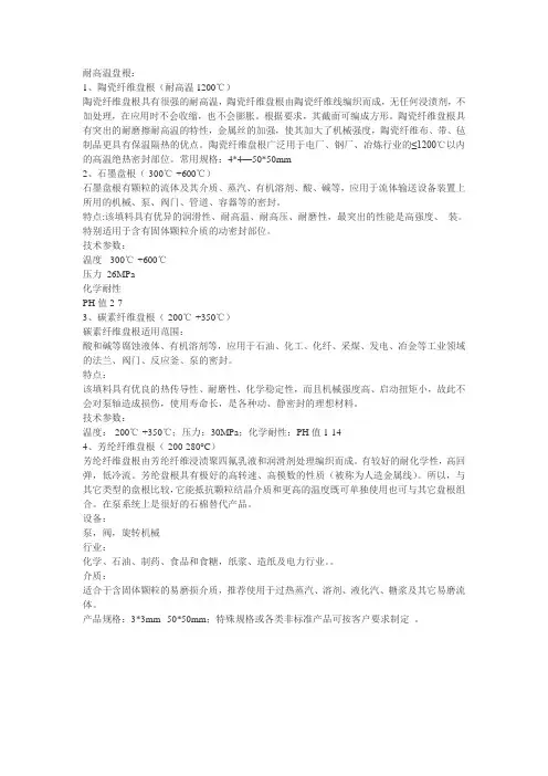 耐高温盘根