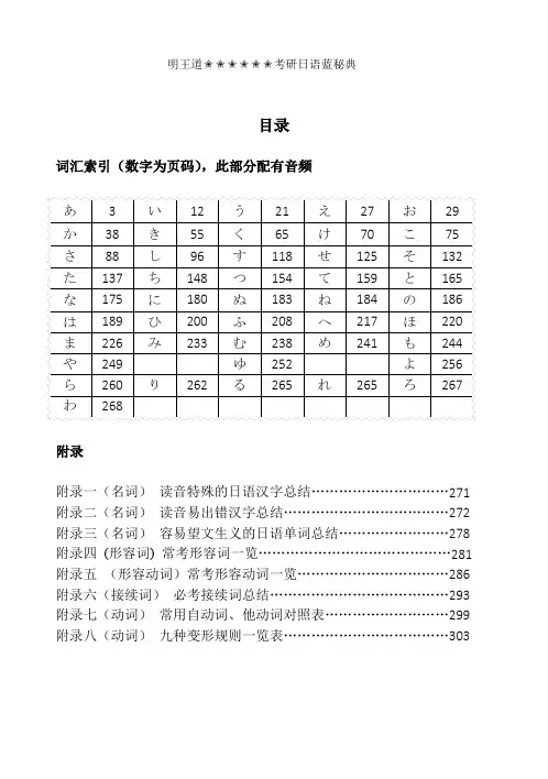 考研日语大纲 7000词汇蓝秘典