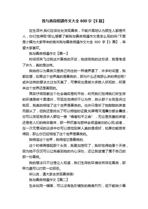 我与善良相遇作文大全600字【5篇】