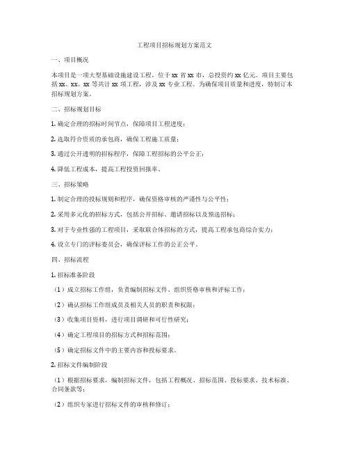 工程项目招标规划方案范文