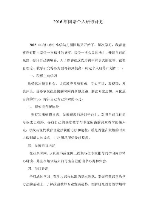 2016国培个人计划
