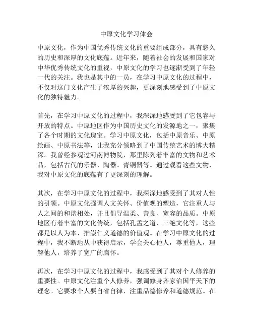 中原文化学习体会