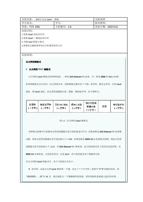 编辑并发送mac广播帧
