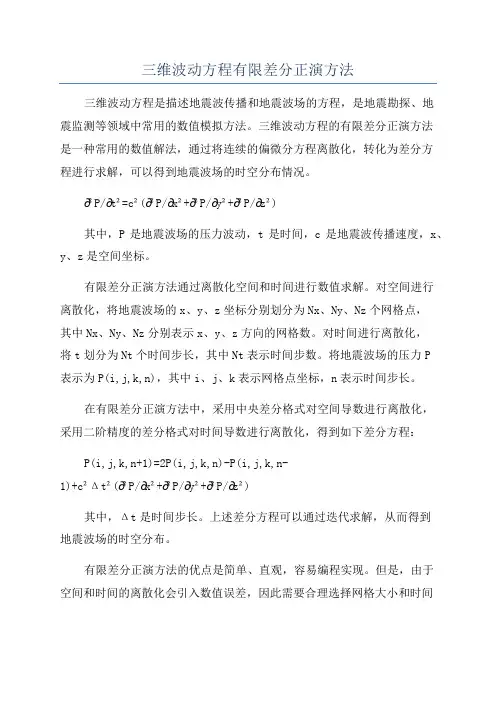 三维波动方程有限差分正演方法