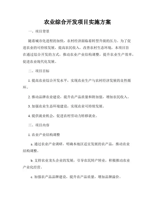 农业综合开发项目实施方案