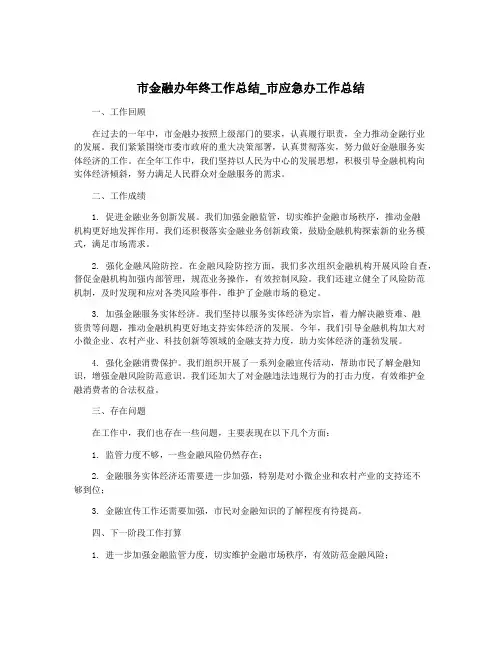 市金融办年终工作总结_市应急办工作总结