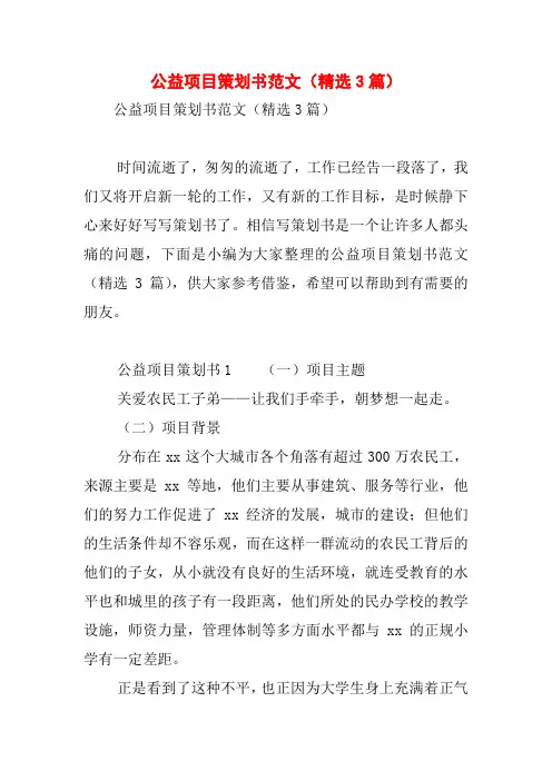 公益项目策划书范文(精选3篇)