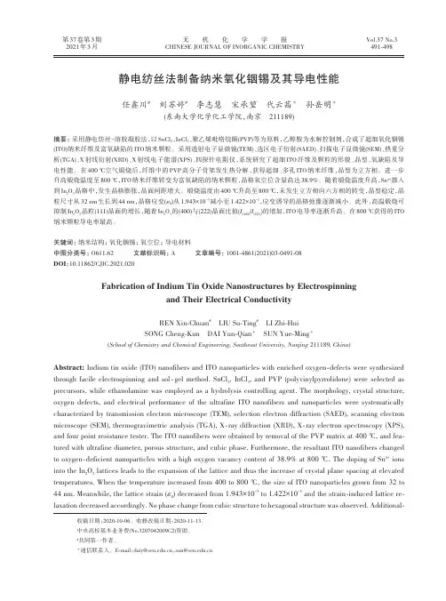 静电纺丝法制备纳米氧化铟锡及其导电性能
