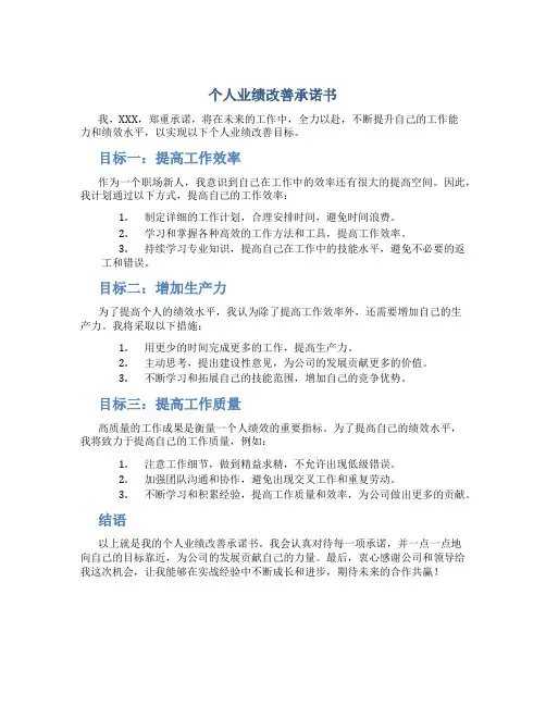 个人业绩改善承诺书