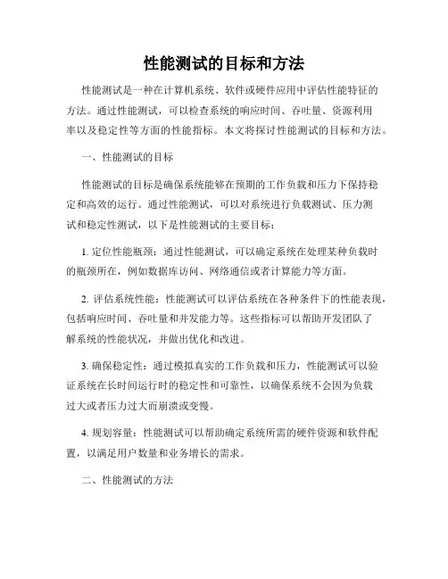 性能测试的目标和方法
