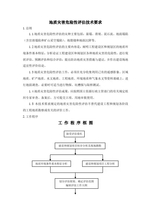 地质灾害危险性评估技术要求