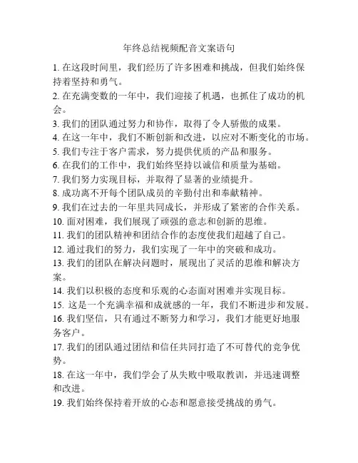 年终总结视频配音文案语句
