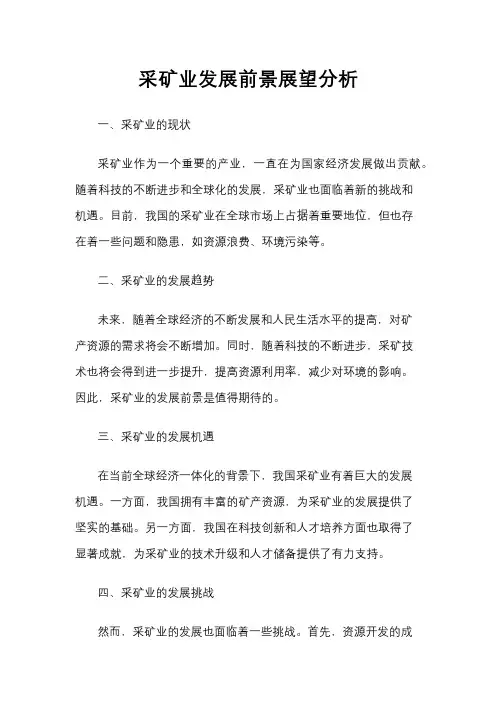 采矿业发展前景展望分析