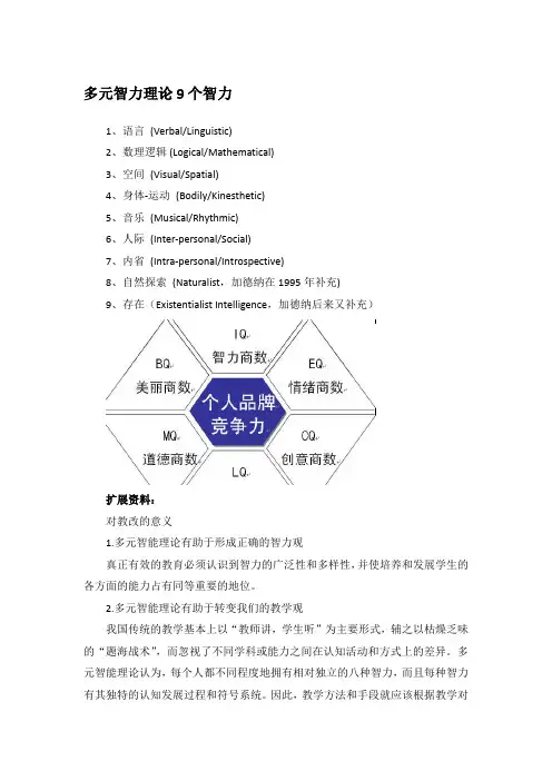 多元智力理论9个智力
