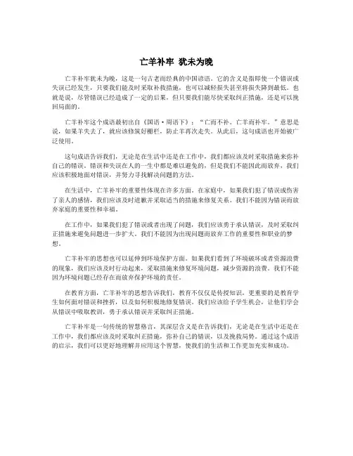 亡羊补牢 犹未为晚
