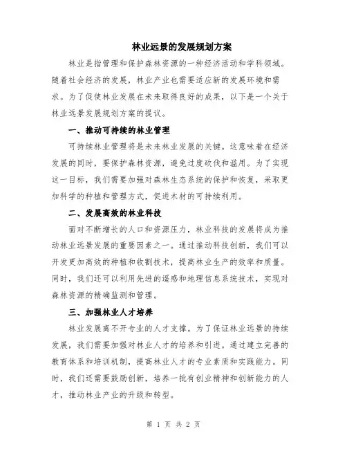 林业远景的发展规划方案