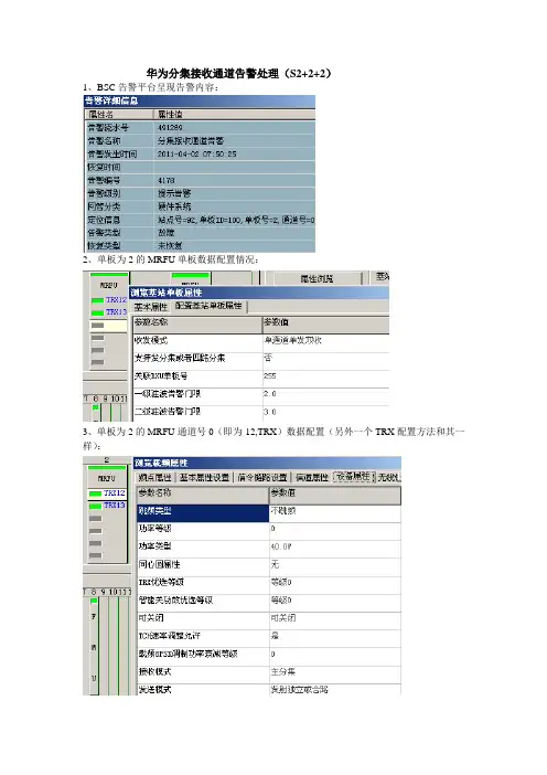 华为分集接收通道告警简易处理(S2+2+2)