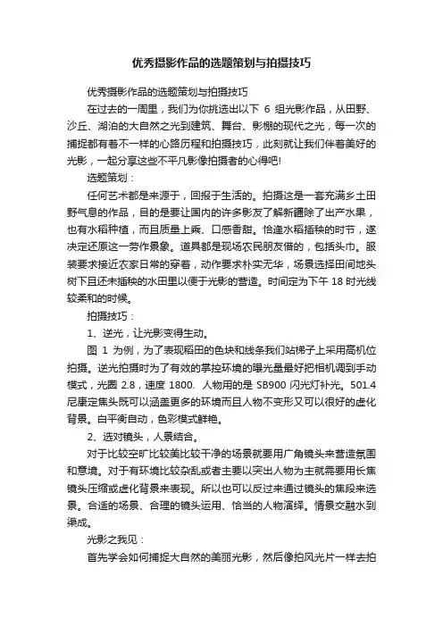 优秀摄影作品的选题策划与拍摄技巧