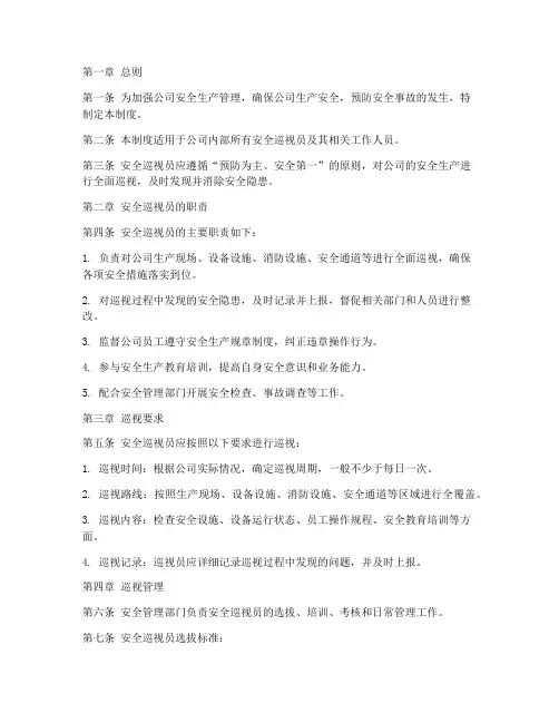 公司安全巡视员管理制度
