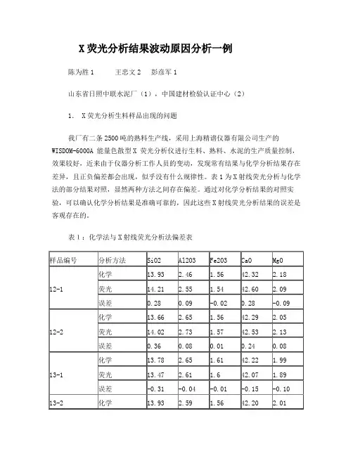 X荧光分析对水泥厂生料样品的应用研究