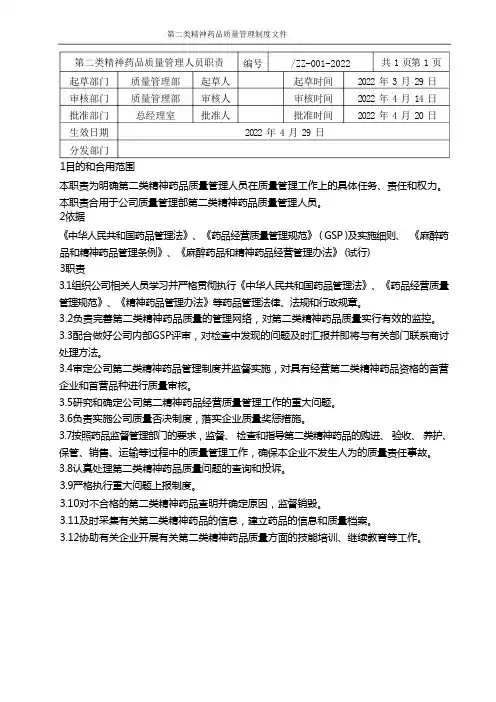 二类精神药品制度