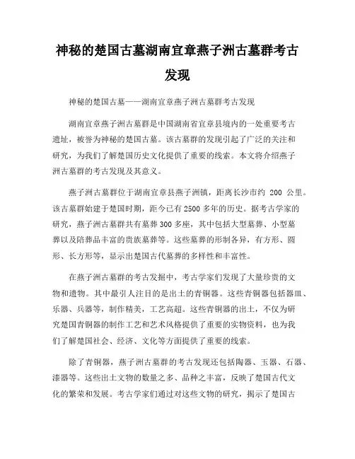 神秘的楚国古墓湖南宜章燕子洲古墓群考古发现