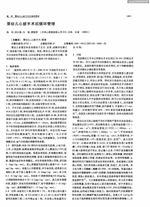 婴幼儿心脏手术后循环管理