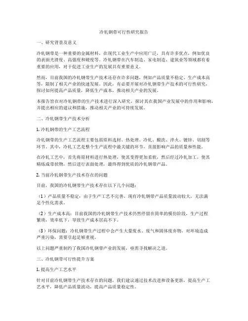 冷轧钢带可行性研究报告