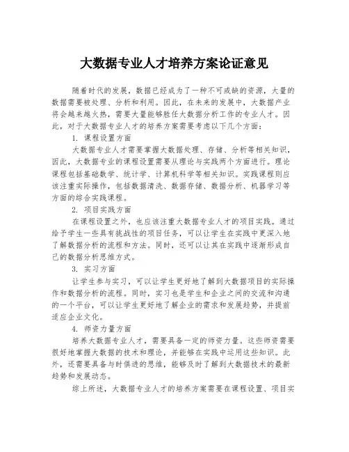 大数据专业人才培养方案论证意见
