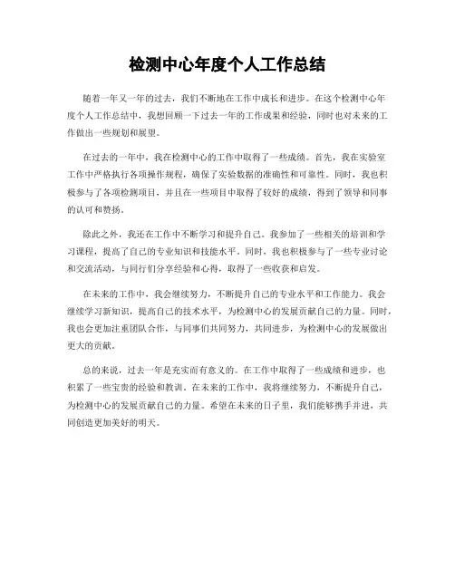 检测中心年度个人工作总结