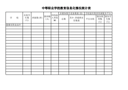 中等职业学校教育信息化情况统计表