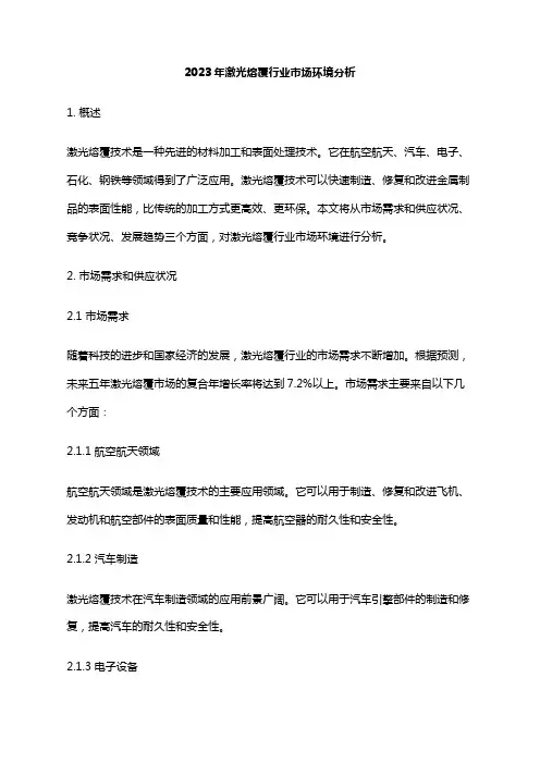 2023年激光熔覆行业市场环境分析