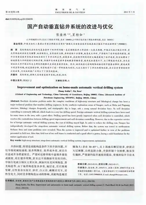 国产自动垂直钻井系统的改进与优化