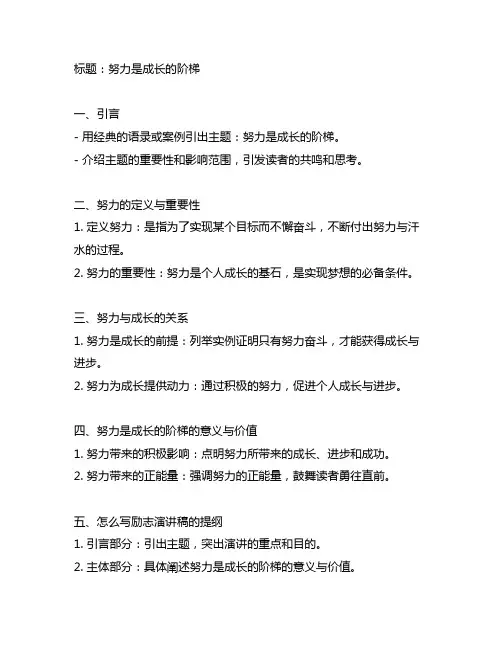努力是成长的阶梯演讲稿提纲怎么写