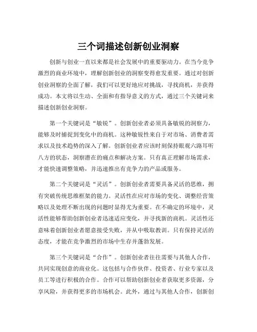 三个词描述创新创业洞察