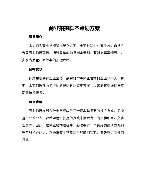 商业拍摄脚本策划方案