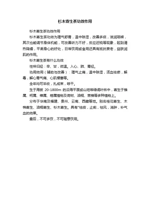 ?杉木寄生茶功效作用
