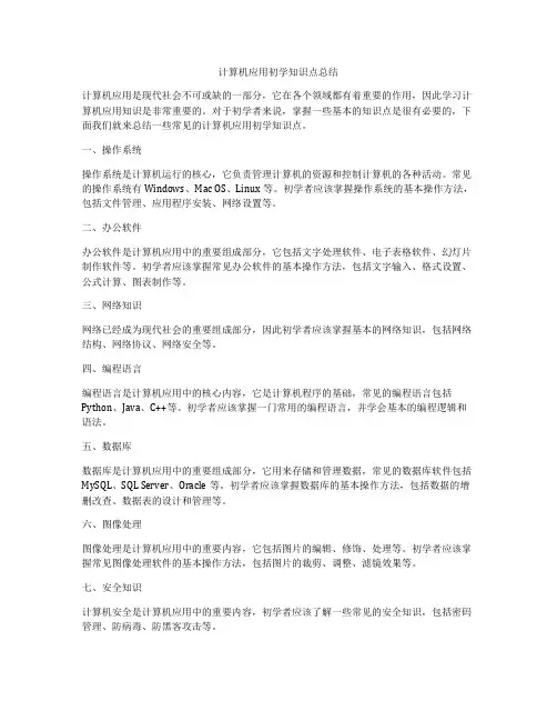 计算机应用初学知识点总结