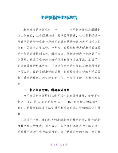 老带新指导教师总结