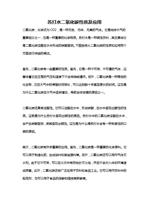 苏打水二氧化碳性质及应用