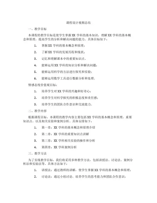 课程设计视频总结