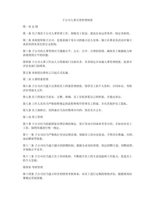 子公司人事分类管理制度